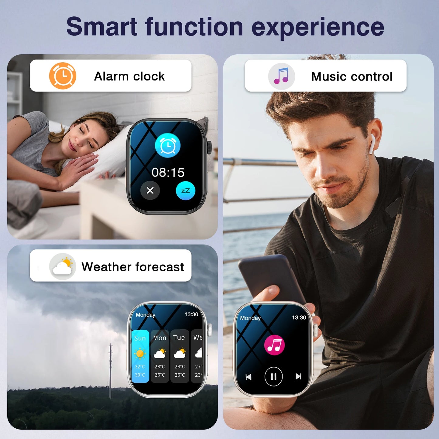 Smart Watch with 2.02-Inch HD Display – Wireless Calling/Dialing, Alarm/Message Notifications, Fitness Tracking, Music Control.