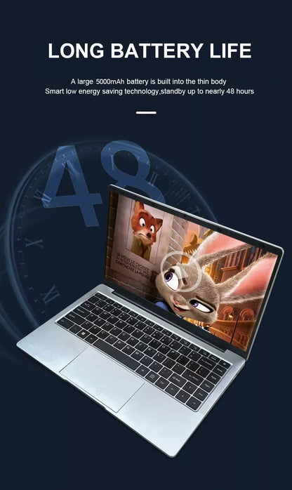 14.1" Laptop Computer Windows 11 Pro Intel Atom A3950 Notebook PC 12GB RAM 512GB 1TB M.2 SSD 1920*1080P Office Study Computer