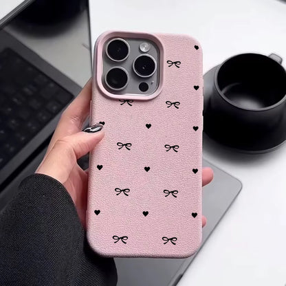 Pink Black Bowknot Lichee Pattern Phone Case For OPPO Reno 14 Pro 13F 12F 11F 13 12 11 10 Pro 8T 7 7Z 6 5 4 5G A31 A53 A57 cover