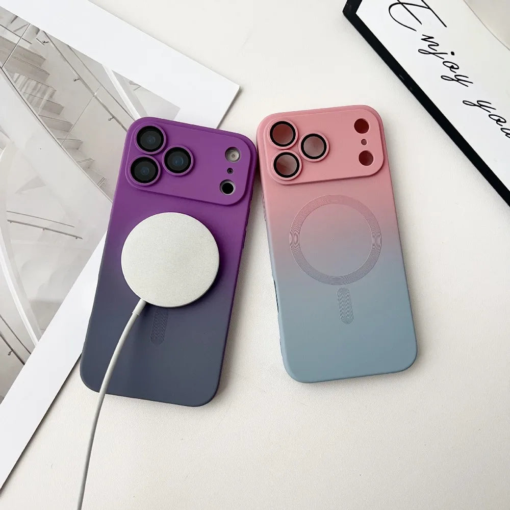 Gradient Magnetic Case for iPhone 17 Pro Max 17 Pro Air Cover Mag-safe Wireless Shell Full Camera Lens Film Soft Silicone Fundas