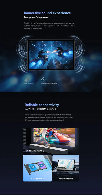 ALLDOCUBE iPlay 70 Max Pro Tablet  13'' 2.5K Dsiplay Unisoc T7300 16GB RAM 128GB ROM Android 16 10000mAh 4G LTE Tablet