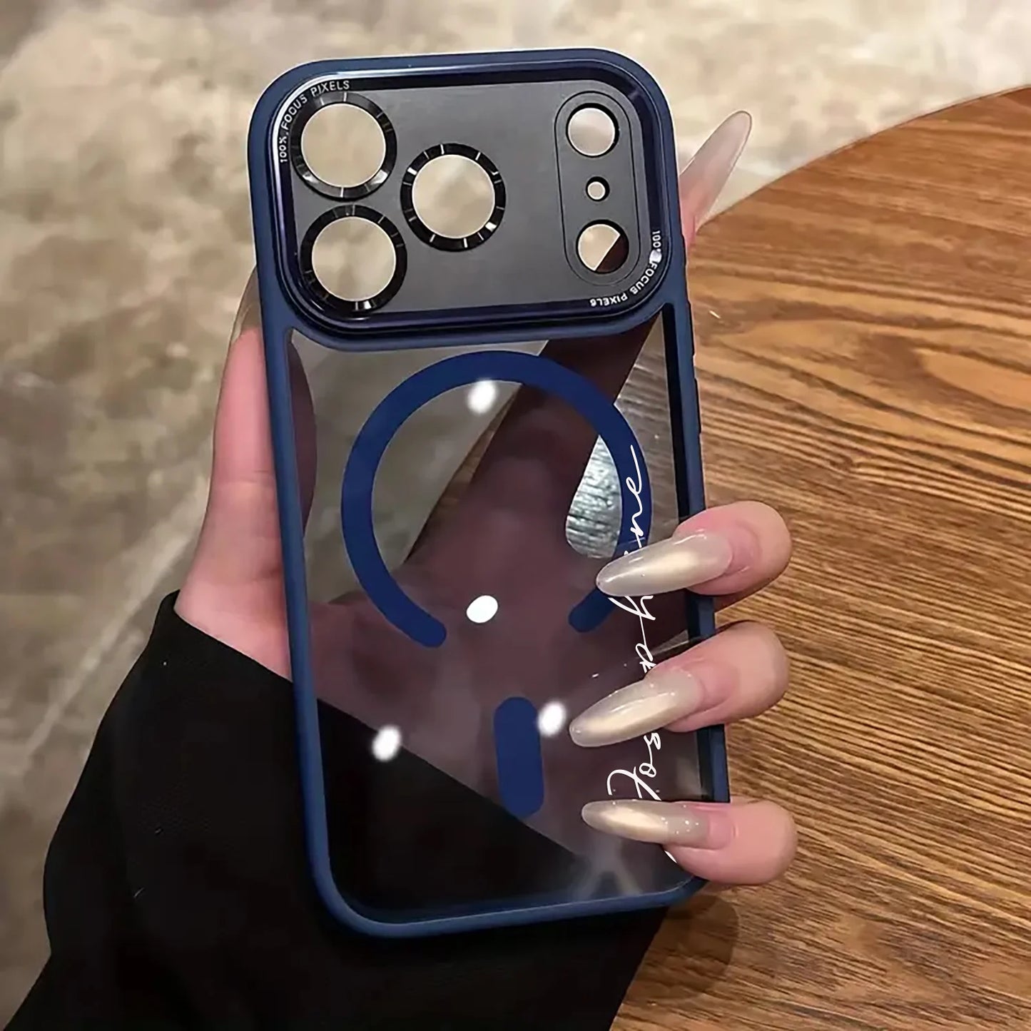 Personalized Name Phone case Compatible With Iphone17Pro Max 17Air 17Pro 17,Semi Transparent Protective Metal Lens Frame case