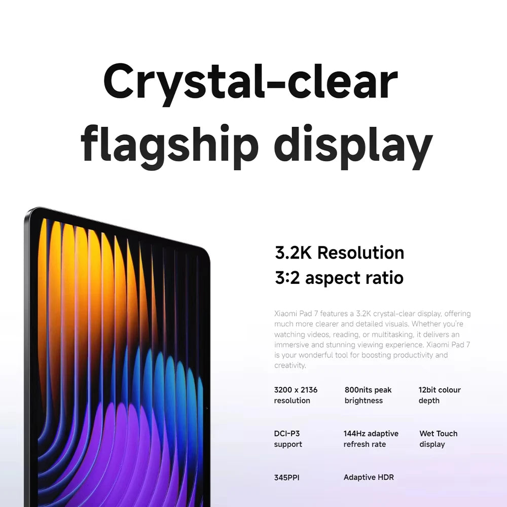 Global Version Xiaomi Pad 7 11.2 'Xiaomi HyperAI 144Hz 3.2K Display Snapdragon 7 + Gen 3 Octa core Processor 45W 8850mAh Battery