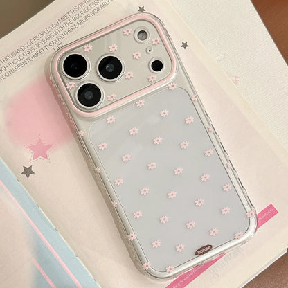 Minimalist Gentle Pink Flowers Transparent Shockproof Protective Phone Cover Case for iPhone 17 16 15 14 13 12 Pro Max