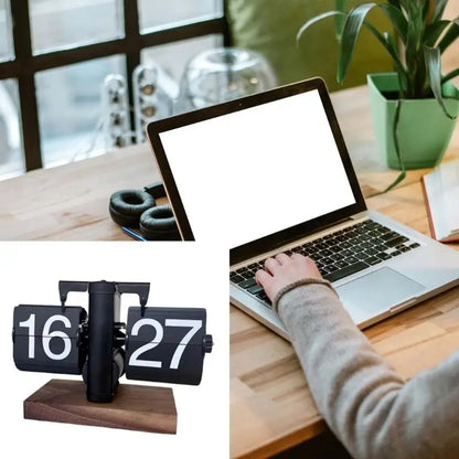 02DE Modern Clock with Quiet Mechanism Smooth Wooden Surfaces 12 Hour Format Easy Adjustment Knob for Home Office Decor