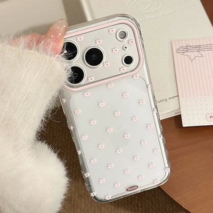 Minimalist Gentle Pink Flowers Transparent Shockproof Protective Phone Cover Case for iPhone 17 16 15 14 13 12 Pro Max