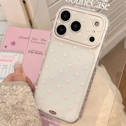 Minimalist Gentle Pink Flowers Transparent Shockproof Protective Phone Cover Case for iPhone 17 16 15 14 13 12 Pro Max