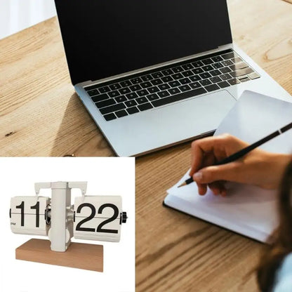02DE Modern Clock with Quiet Mechanism Smooth Wooden Surfaces 12 Hour Format Easy Adjustment Knob for Home Office Decor