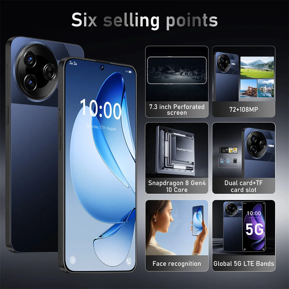 New F7 Ultra Original Smartphone 7.3inch 5G Cell Phone 7800mAh Android 15  Dual SIM Card Cellphones Global Version Mobile Phones