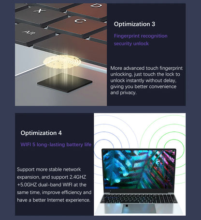 NEW Thin and light Laptop 15.6 inch AMD R7 4700U Backlit Keyboard Windows 11 32GB DDR4 2TB Fingerprint Gaming Laptop Computer