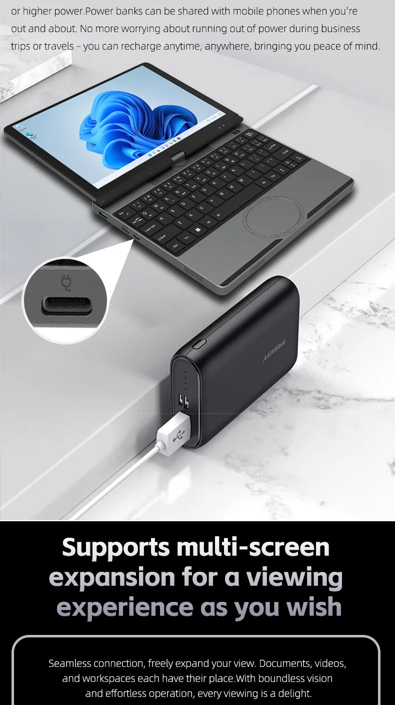 10.5Inch Touch Screen Laptop Intel N95 16GB DDR4 1TB SSD Portable Mini Office Notebook PC Full-function Type-C Port