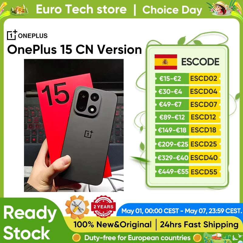 OnePlus 15 5G Smartphone Snapdragon 8 Gen 5 6.78” AMOLED 165Hz 7300mAh 120W 50MP Cámaras Triple