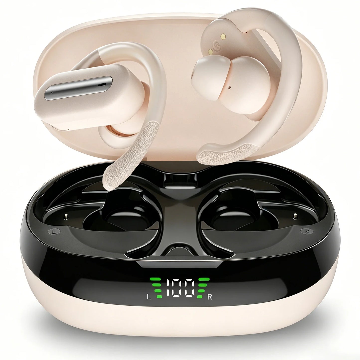 Wireless headphones - Sport ear-type wireless headphones come with a built-in high-definition microphone, an LED screen, a charg