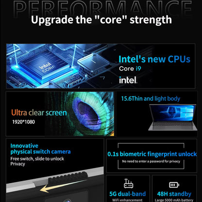 New 15.6" Intel Core i9 9900U Gaming Laptop Computer 16GB RAM 1/2TB SSD PC Gamer Windows 11 1920*1080P Office Gaming Notebook
