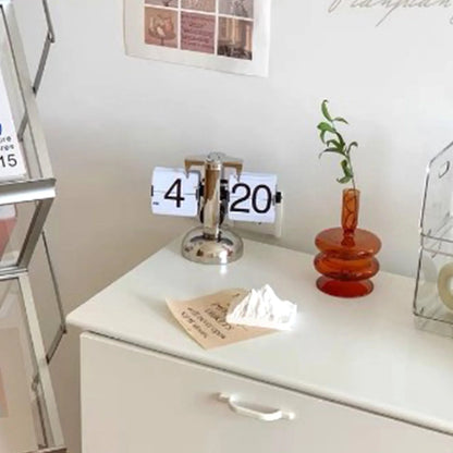 Clock Digital  Down Clock Retro Minimalist Single Foot Mechanical Auto  Clock Desk Clock for Home Livingroom Decor