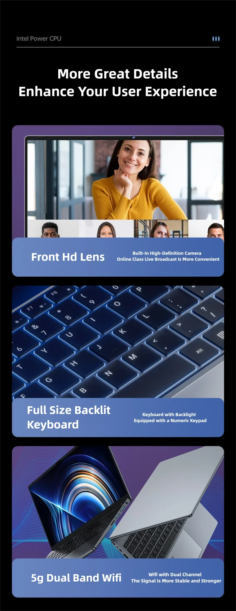 2026 New  Intel Core i7 5500U Laptop 15.6" IPS  Screen RAM 16GB Rom 128GB 256GB 512GB 1TB SSD Windows 11 Pro