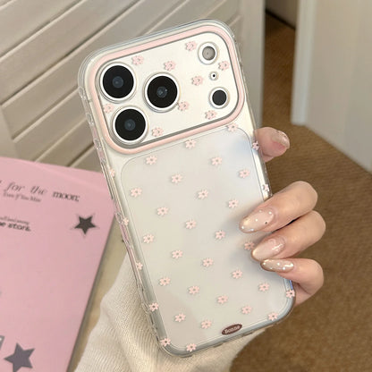 Minimalist Gentle Pink Flowers Transparent Shockproof Protective Phone Cover Case for iPhone 17 16 15 14 13 12 Pro Max