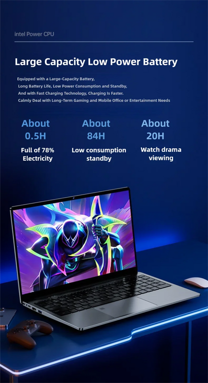 2026 New  Intel Core i7 5500U Laptop 15.6" IPS  Screen RAM 16GB Rom 128GB 256GB 512GB 1TB SSD Windows 11 Pro