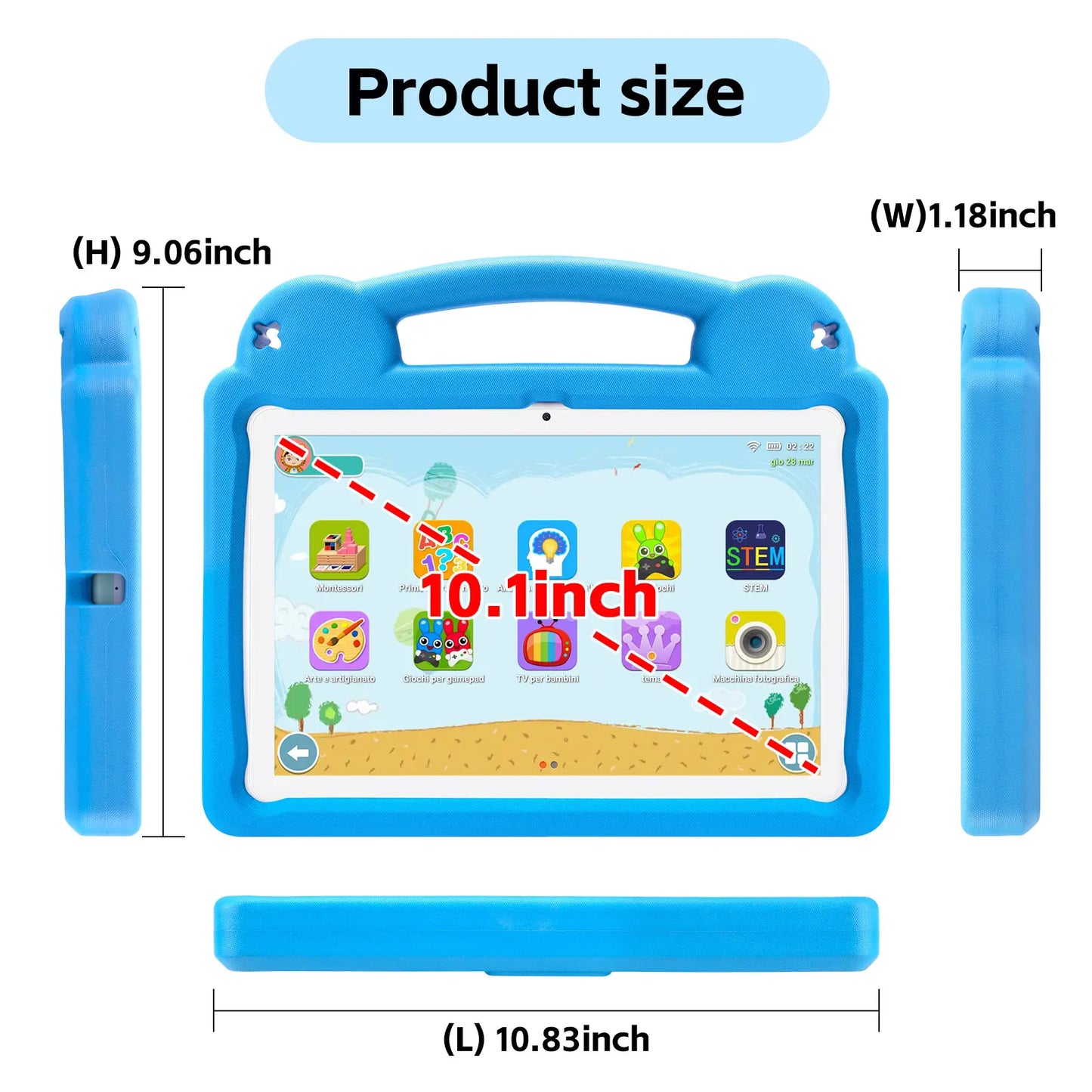 Kids Tablet 10.1inch for Kids 8GB 64GB Toddler with Shockproof Case, Android 15 Tablet with Octa-Core 1TB Expand 5000mAh Battery