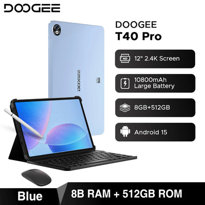 World Premiere DOOGEE T40 Pro Tablet 12" IPS 2.4K 20GB(8+12) 512GB Android 14 Helio G99 6nm 10800mAh 18W Charge 7.6mm ultra-thin
