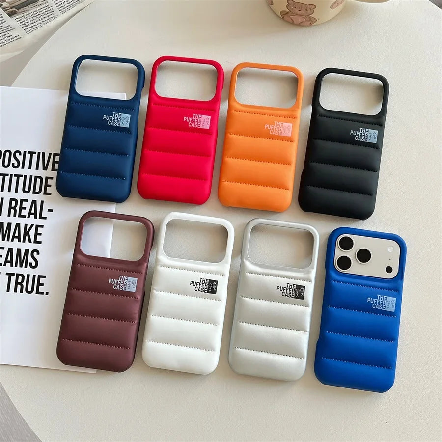 Stylish Down Jacket Phone Case Solid Color The Puffer Case for iPhone17 Air 17Pro ProMax Fashion Soft Phone Cover Case