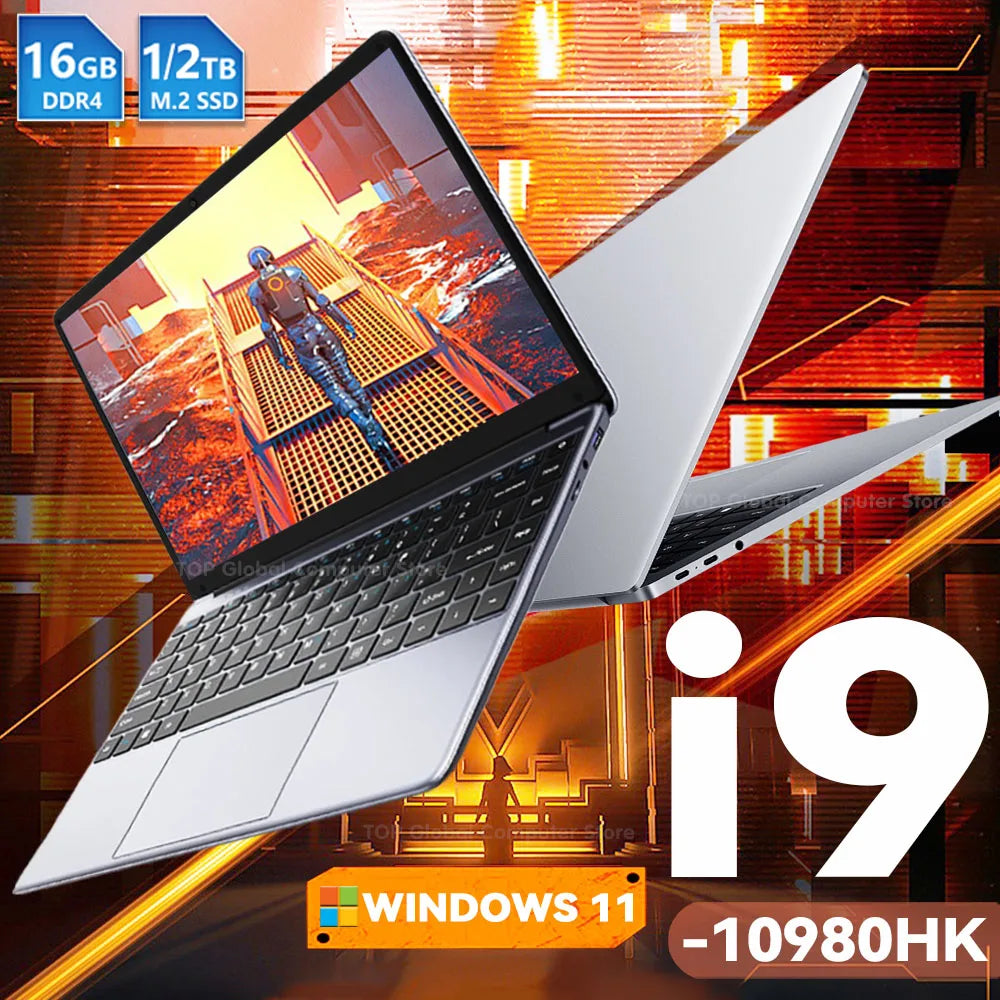 14.1" Windows 11 Laptop Intel Core i9 10980HK 4K HD Screen 16GB RAM 1TB 2TB SSD Gaming laptops PC Office Portable Computer Game