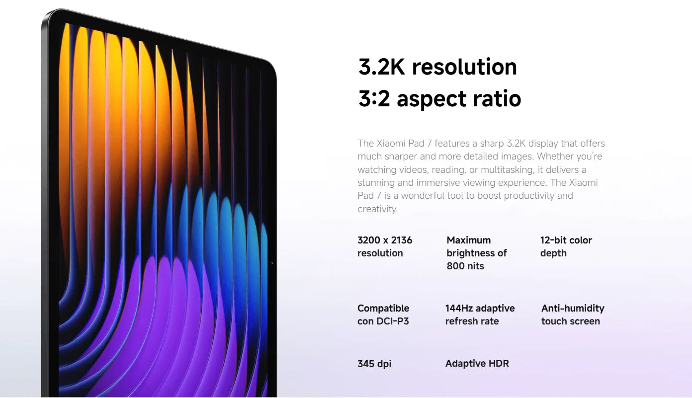 Global Version Xiaomi Pad 7 11.2 'Xiaomi HyperAI 144Hz 3.2K Display Snapdragon 7 + Gen 3 Octa core Processor 45W 8850mAh Battery