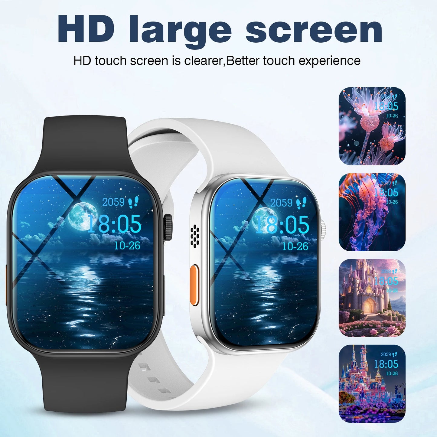 Smart Watch with 2.02-Inch HD Display – Wireless Calling/Dialing, Alarm/Message Notifications, Fitness Tracking, Music Control.