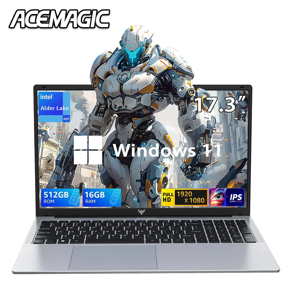 ACEMAGIC 17.3inch Laptop with High Performance Quad Core-12th Alder Lake N95 Laptop Computer Spacious Storage 16GB RAM 512GB