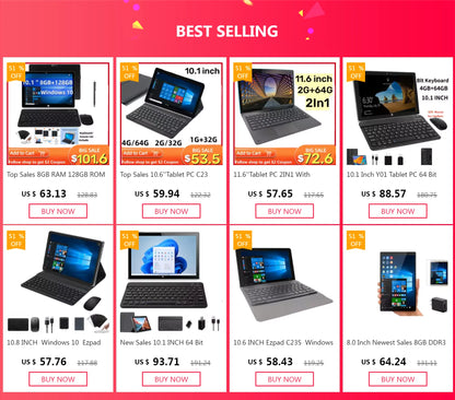 11.6 INCH 2GB RAM+64GB ROM Windows 10 Tablet PC G12 Dual Cameras 9000mAH Battery WIFI Touch Screen 1366*768 IPS Quad Core