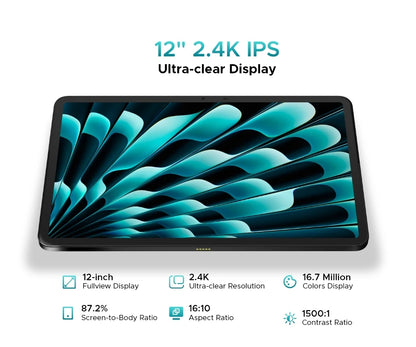 World Premiere DOOGEE T40 Pro Tablet 12" IPS 2.4K 20GB(8+12) 512GB Android 14 Helio G99 6nm 10800mAh 18W Charge 7.6mm ultra-thin