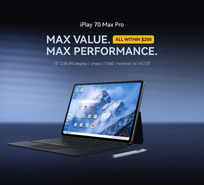 ALLDOCUBE iPlay 70 Max Pro Tablet  13'' 2.5K Dsiplay Unisoc T7300 16GB RAM 128GB ROM Android 16 10000mAh 4G LTE Tablet
