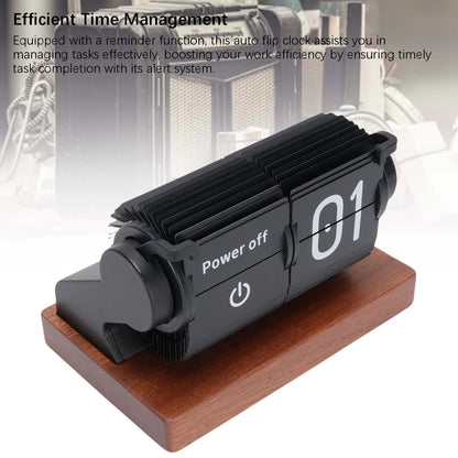 Mechanical  Clock Accurate Timer  Desk Clock Decorative Automatic Page Turning Calendar with Wood Base for Living Room