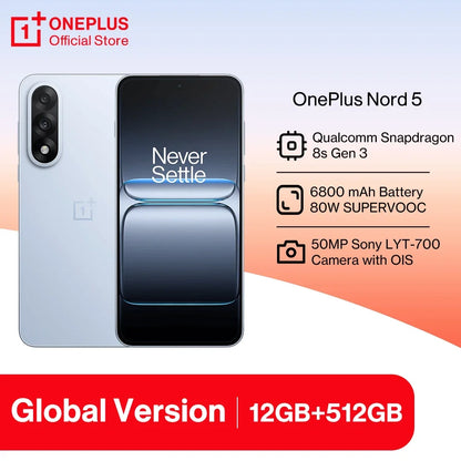 World Premiere OnePlus Nord 5 Global Version Smartphone 50MP LYT-700 Camera 1.5K AMOLED Display Snapdragon 8s Gen 3 OxygenOS 15