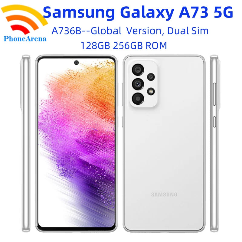 Original Samsung Galaxy A73 A736B Dual Sim 6.7" AMOLED 128GB 26GB ROM Snapdragon Octa Core NFC Unlocked 5G Mobile Phone
