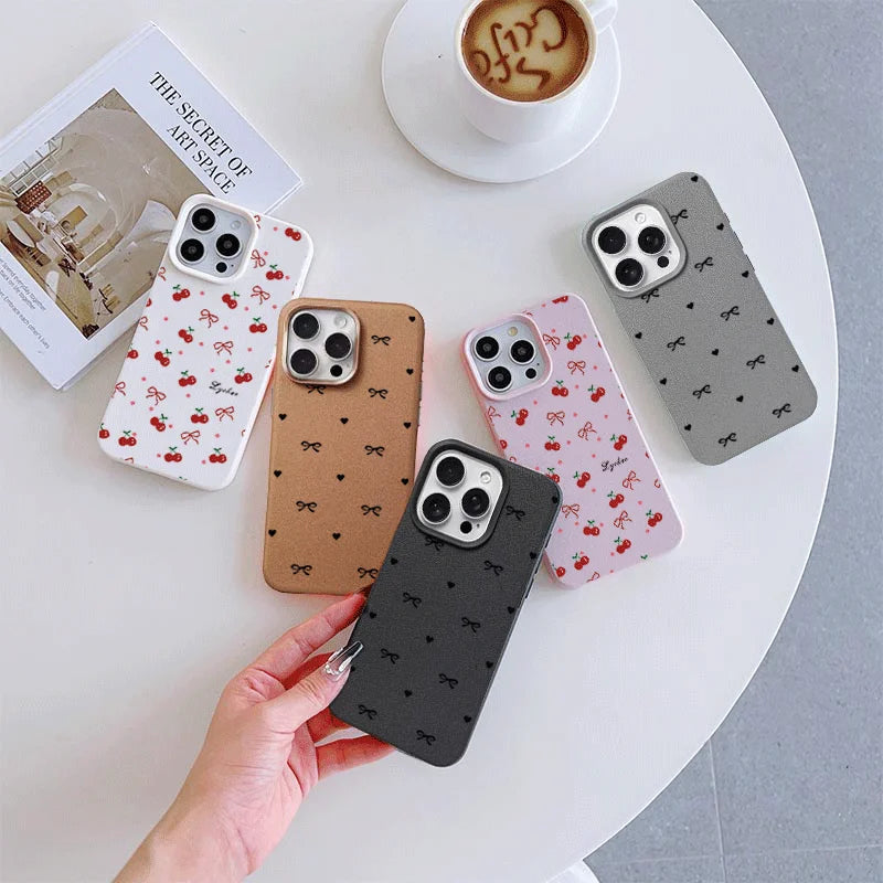 Pink Black Bowknot Lichee Pattern Phone Case For OPPO Reno 14 Pro 13F 12F 11F 13 12 11 10 Pro 8T 7 7Z 6 5 4 5G A31 A53 A57 cover