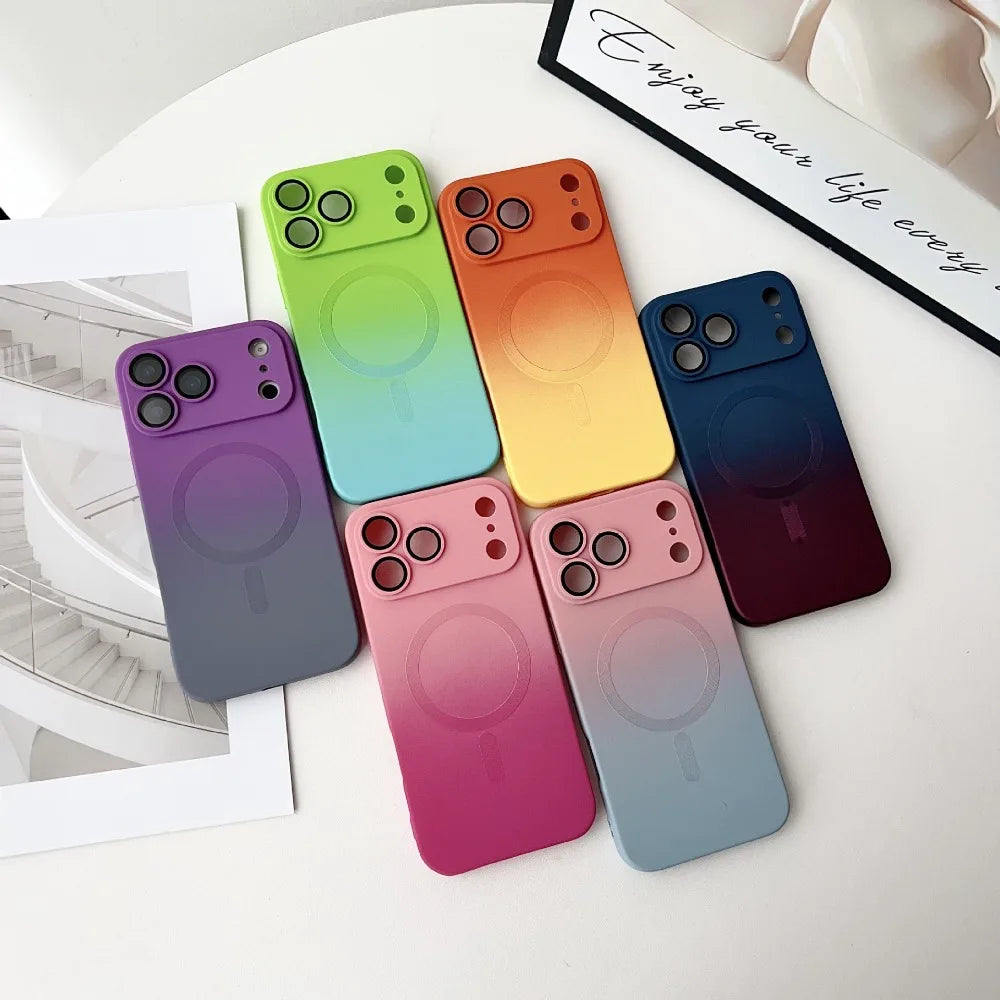 Gradient Magnetic Case for iPhone 17 Pro Max 17 Pro Air Cover Mag-safe Wireless Shell Full Camera Lens Film Soft Silicone Fundas