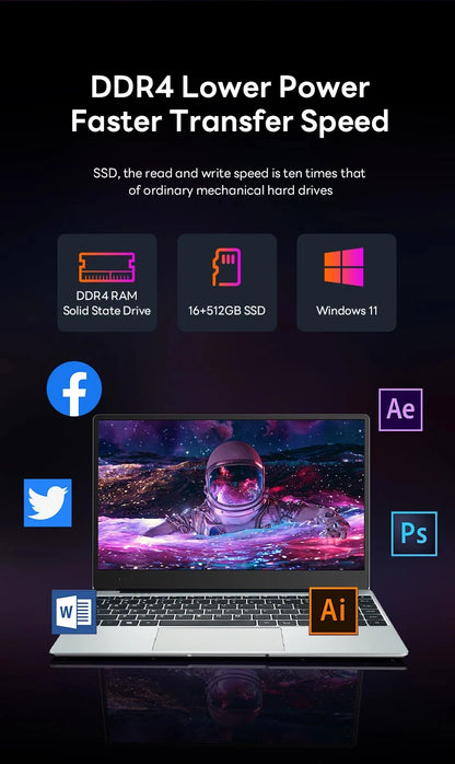 ACEKAMAS 14.1" intel Core i9-10980HK laptop 16GB RAM 1/2TB SSD Portable laptops Windows 11 Pro Office Gaming Notebook computer