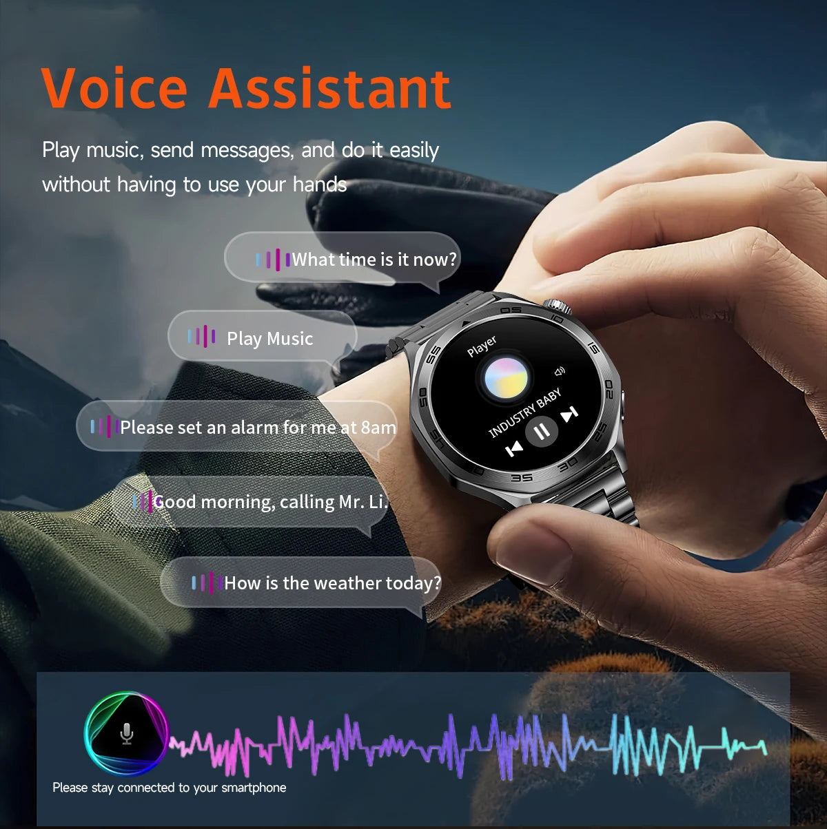 2026 new smartwatch with 1.46-inch IPS display, Ipx8 water resistance rating. 400 mAh battery featuring over 100 activity modes,