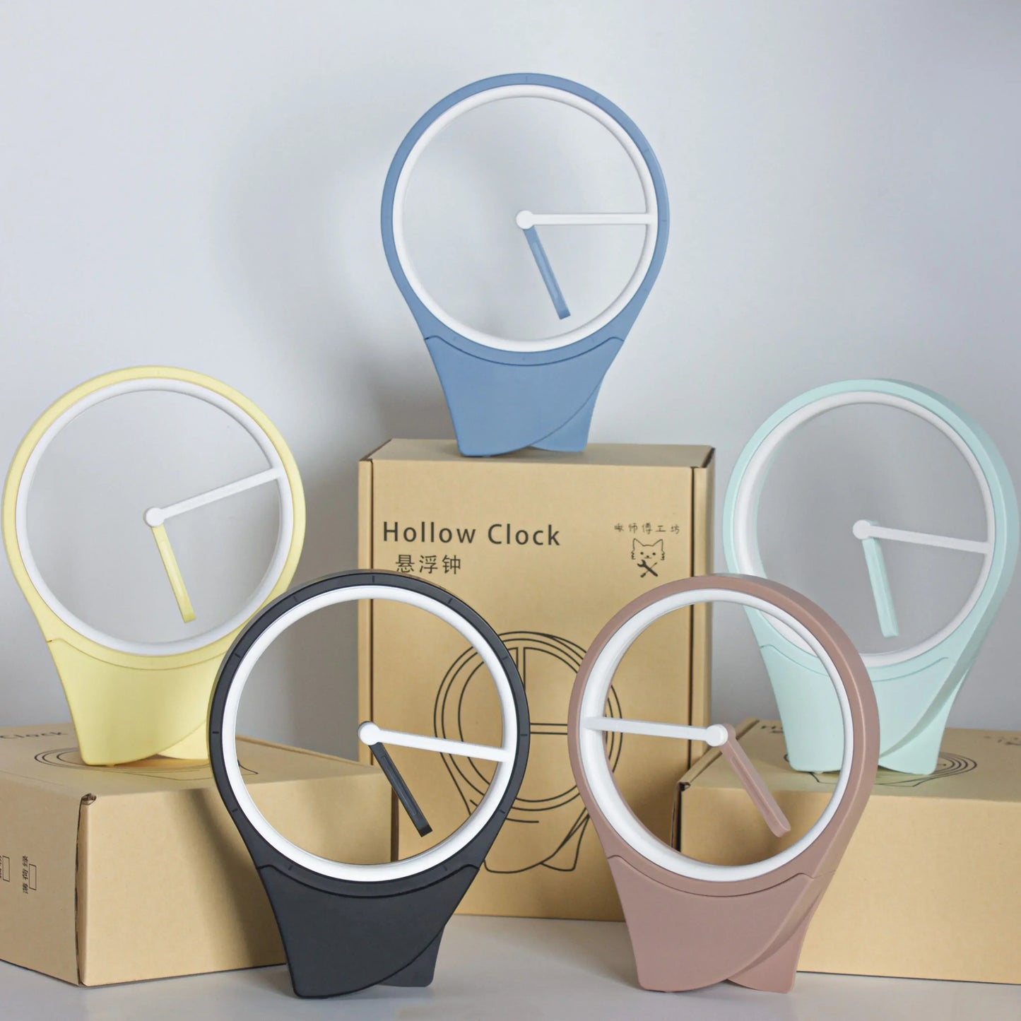 Modern Floating Dial-Free Clock Creative Simple Desktop Decoration Small Clock for Home and Office Ornament Black Technology
