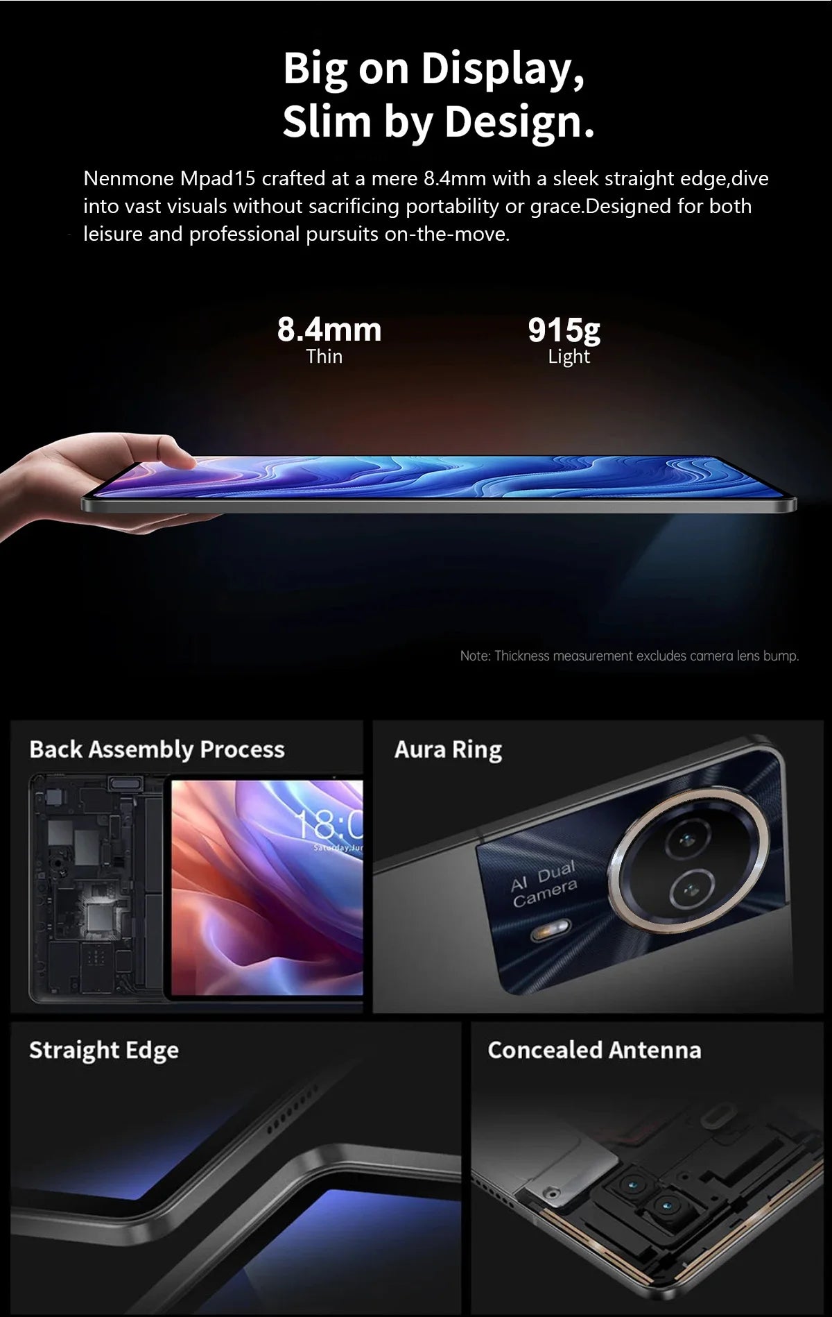 Nenmone Mpad15 14 Inch Tablet Android 15 16GB+512GB 1920*1200 4G Phone Call Tablet 14inch Bluetooth 5G WiFi Pad 12000mAh 32MP