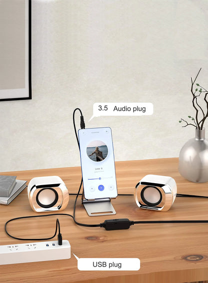 Computer Speaker - Compact and Delicate Laptop Speakers with Volume Control and 3.5 Mm Audio Plug, USB-Powered Desktop Speaker