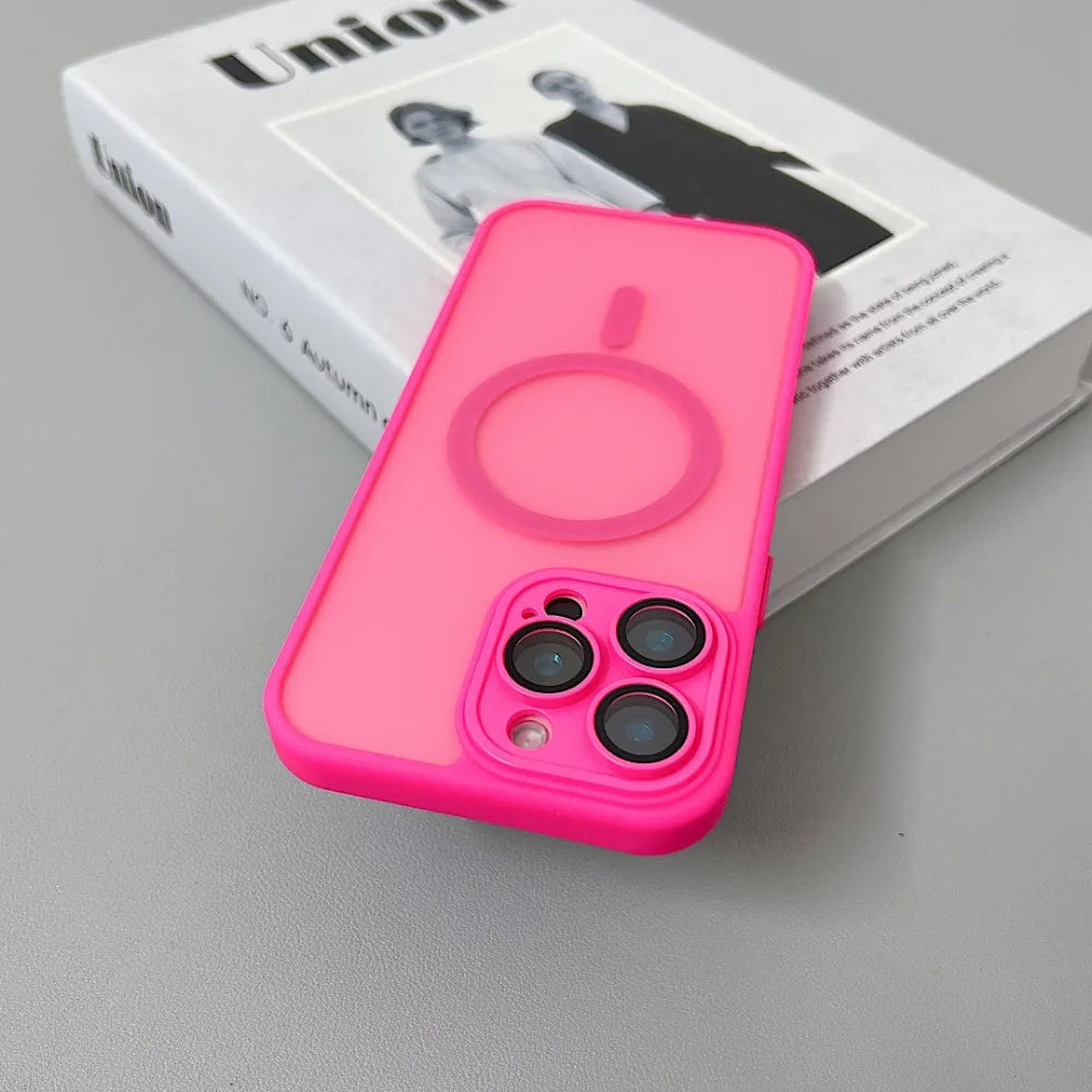Magnetic Luxury Translucent Armor Shockproof Case For iPhone 16 15 14 13 12 11 Pro Max For Magsafe Wireless Charge Phone Cover