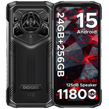 DOOGEE Blade20 Pro Rugged Phone 6.6'' Screen Gemini AI 125dB Speaker 11800mAh Battery 24GB(6+18) 256GB Android 15 NFC Smartphone