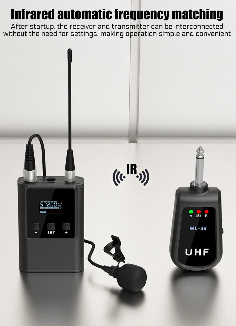 Dual Wireless Microphone System Headset Mic/Stand Mic/Lavalier Lapel Mic with Rechargeable Bodypack Transmitter & Receiver