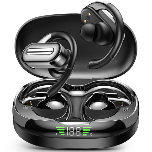 Wireless headphones - Sport ear-type wireless headphones come with a built-in high-definition microphone, an LED screen, a charg
