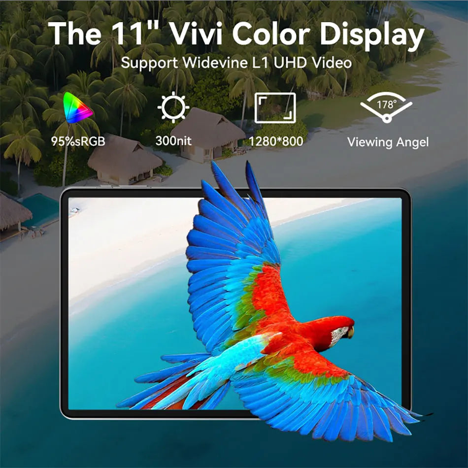 SVITOO Tablet Android 15 2025 11 Inch Unisoc T606 16GB RAM 128GB ROM 8000mAh Battery WiFi 5 BT 5.0 GPS With Case Keyboard Mouse